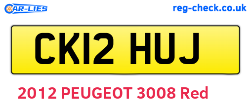 CK12HUJ are the vehicle registration plates.