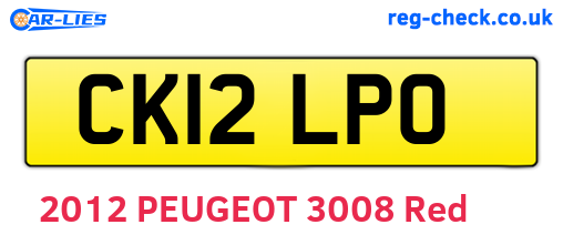 CK12LPO are the vehicle registration plates.