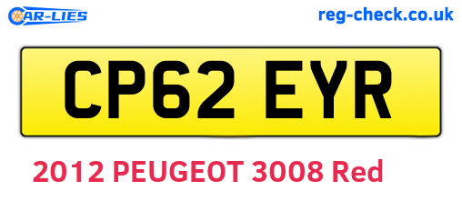 CP62EYR are the vehicle registration plates.