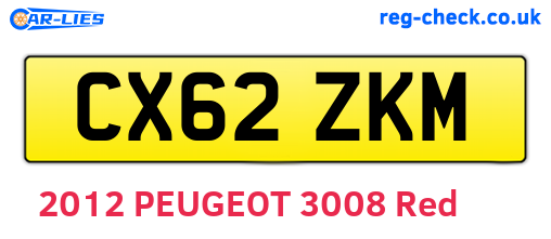CX62ZKM are the vehicle registration plates.