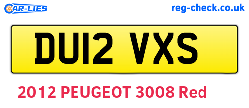DU12VXS are the vehicle registration plates.