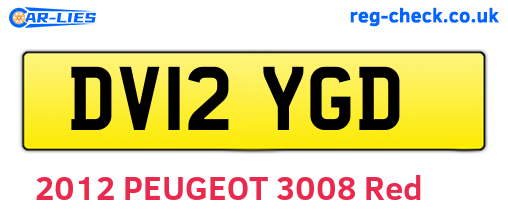 DV12YGD are the vehicle registration plates.