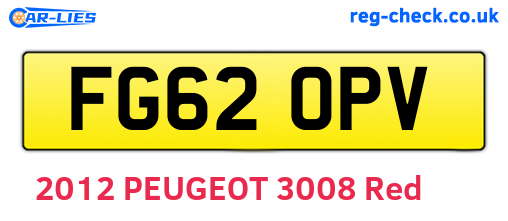 FG62OPV are the vehicle registration plates.
