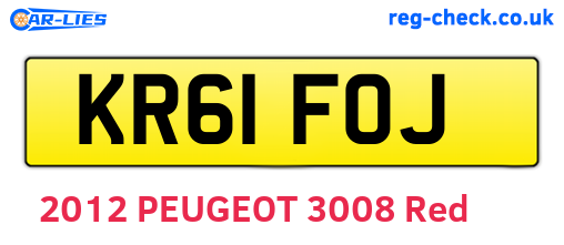 KR61FOJ are the vehicle registration plates.