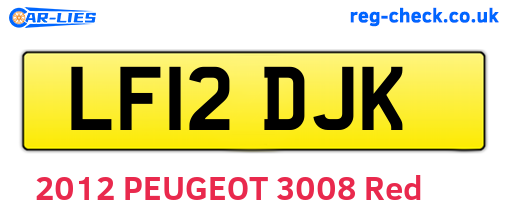 LF12DJK are the vehicle registration plates.