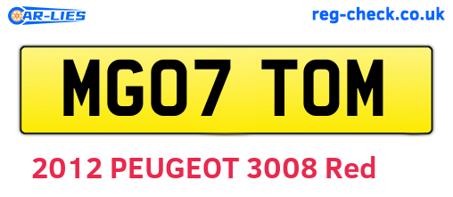 MG07TOM are the vehicle registration plates.