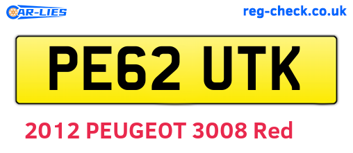 PE62UTK are the vehicle registration plates.
