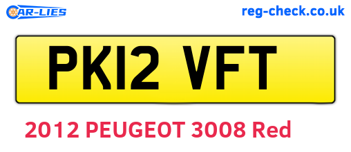 PK12VFT are the vehicle registration plates.