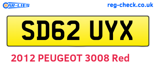 SD62UYX are the vehicle registration plates.
