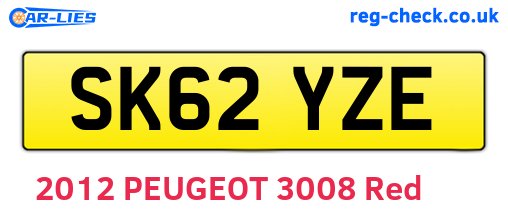 SK62YZE are the vehicle registration plates.