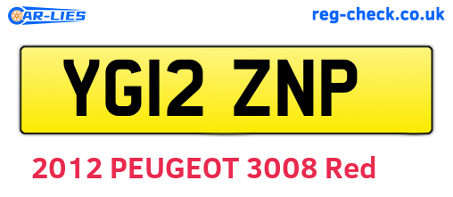 YG12ZNP are the vehicle registration plates.