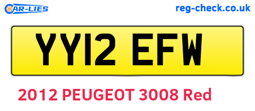 YY12EFW are the vehicle registration plates.