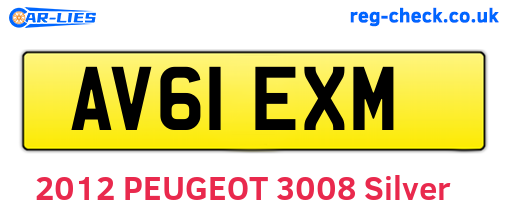 AV61EXM are the vehicle registration plates.