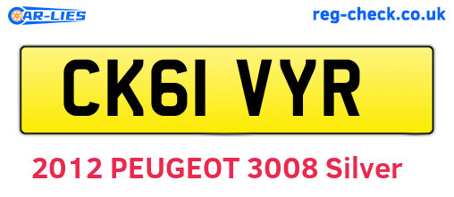 CK61VYR are the vehicle registration plates.