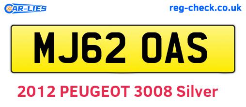 MJ62OAS are the vehicle registration plates.
