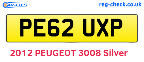 PE62UXP are the vehicle registration plates.