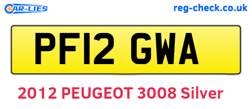 PF12GWA are the vehicle registration plates.