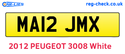MA12JMX are the vehicle registration plates.