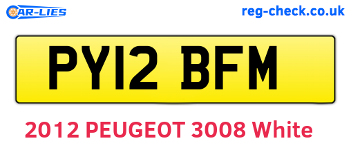 PY12BFM are the vehicle registration plates.