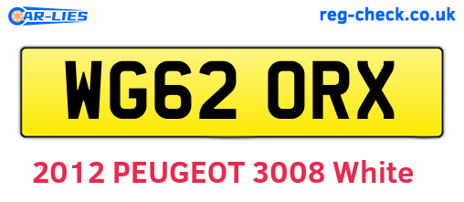 WG62ORX are the vehicle registration plates.