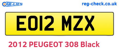 EO12MZX are the vehicle registration plates.