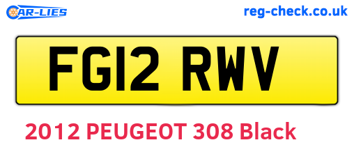 FG12RWV are the vehicle registration plates.