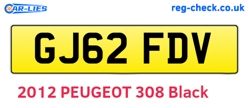 GJ62FDV are the vehicle registration plates.