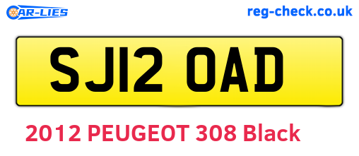 SJ12OAD are the vehicle registration plates.