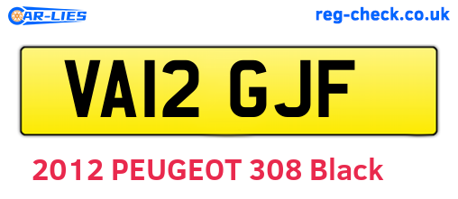 VA12GJF are the vehicle registration plates.