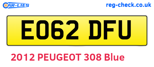 EO62DFU are the vehicle registration plates.