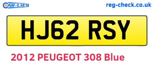 HJ62RSY are the vehicle registration plates.