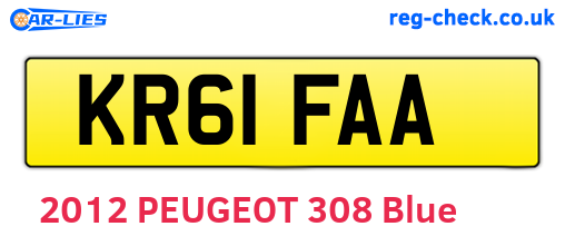 KR61FAA are the vehicle registration plates.