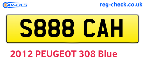 S888CAH are the vehicle registration plates.