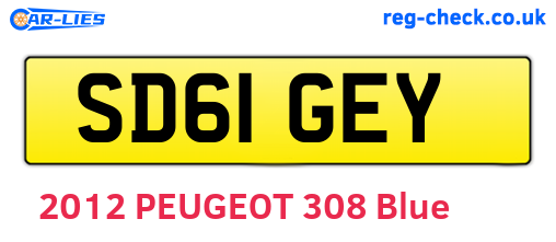 SD61GEY are the vehicle registration plates.