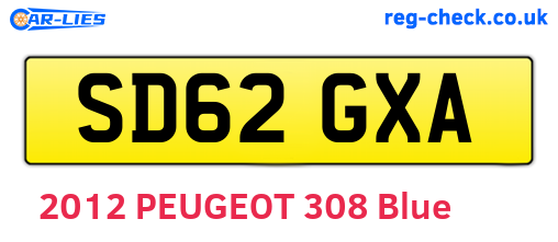 SD62GXA are the vehicle registration plates.
