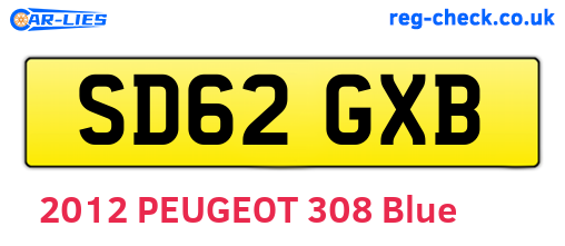 SD62GXB are the vehicle registration plates.