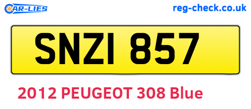SNZ1857 are the vehicle registration plates.