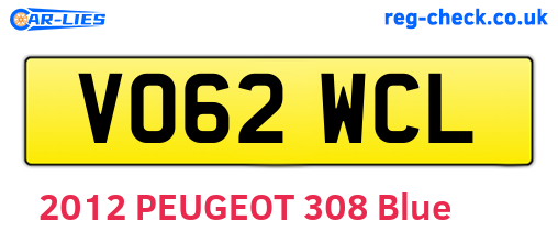 VO62WCL are the vehicle registration plates.