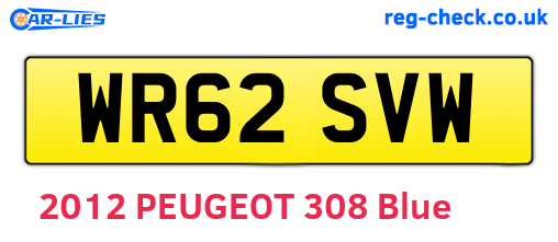 WR62SVW are the vehicle registration plates.