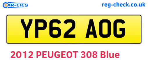 YP62AOG are the vehicle registration plates.