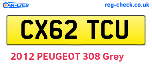 CX62TCU are the vehicle registration plates.