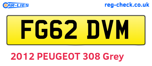 FG62DVM are the vehicle registration plates.