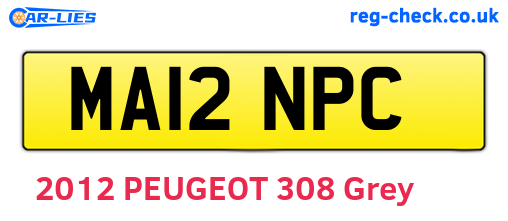 MA12NPC are the vehicle registration plates.