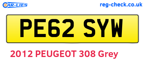 PE62SYW are the vehicle registration plates.