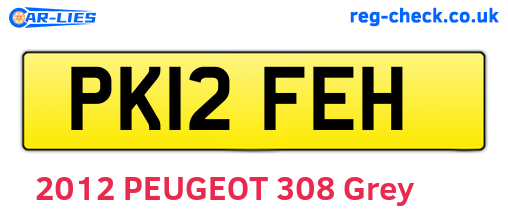 PK12FEH are the vehicle registration plates.