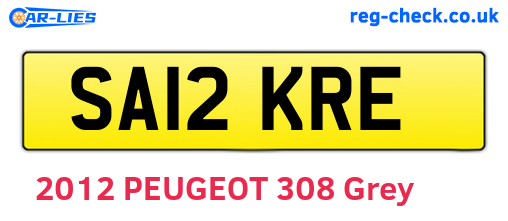 SA12KRE are the vehicle registration plates.