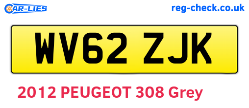 WV62ZJK are the vehicle registration plates.