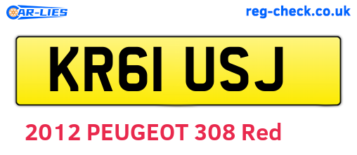 KR61USJ are the vehicle registration plates.