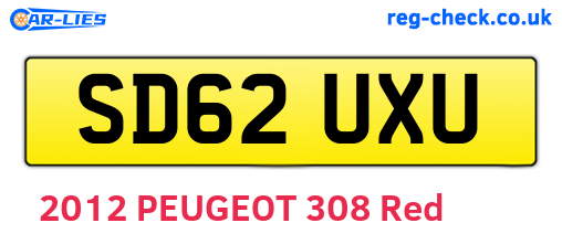 SD62UXU are the vehicle registration plates.