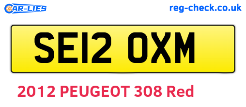 SE12OXM are the vehicle registration plates.